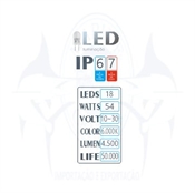 Imagem de Refletor deck 10~30V 18 LEDS - Cod.4394